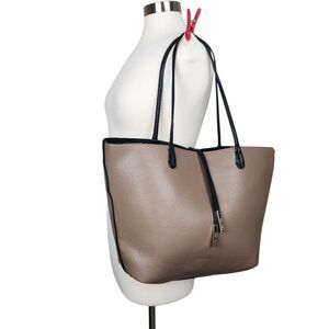 Remi & Reid Reversible Tan Black Vegan Leather Tote Shoulder Bag Purse Utility